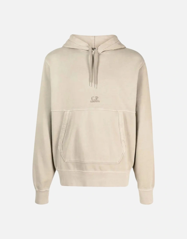 C.P. Company Hooded Plated Light Fleece Beige Hoodie