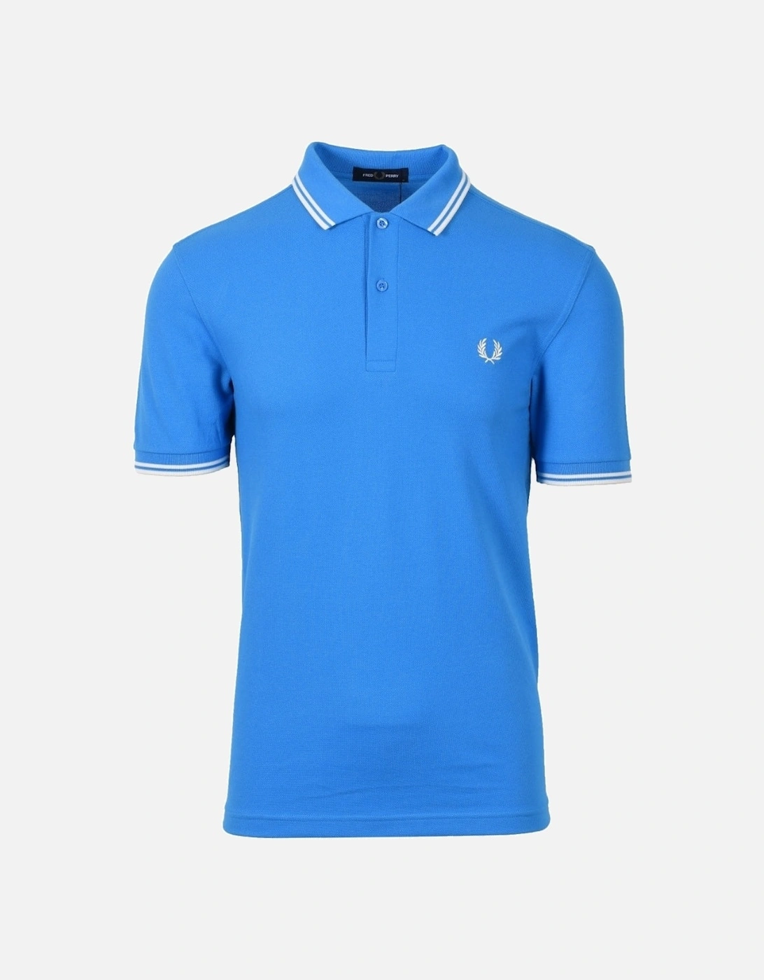 White Twin Tipped Collar Kingfisher Blue Polo Shirt, 3 of 2