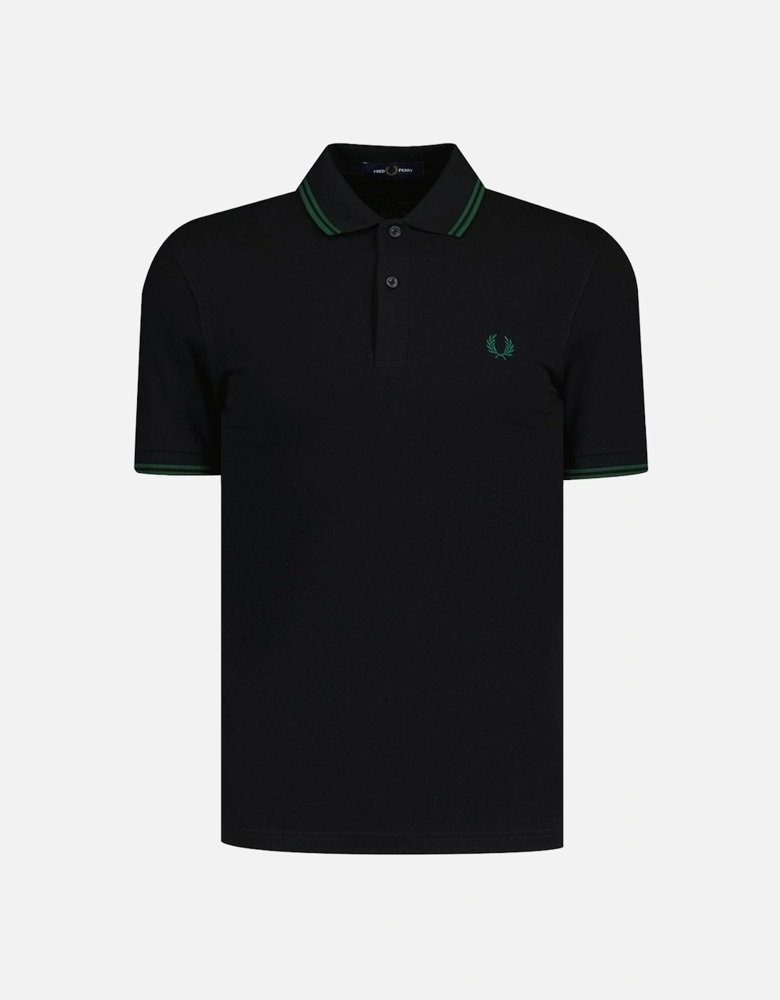 Green Twin Tipped Collar Black Polo Shirt, 3 of 2