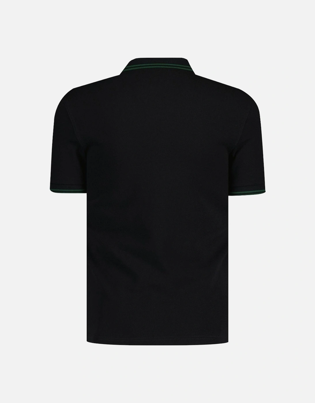 Green Twin Tipped Collar Black Polo Shirt