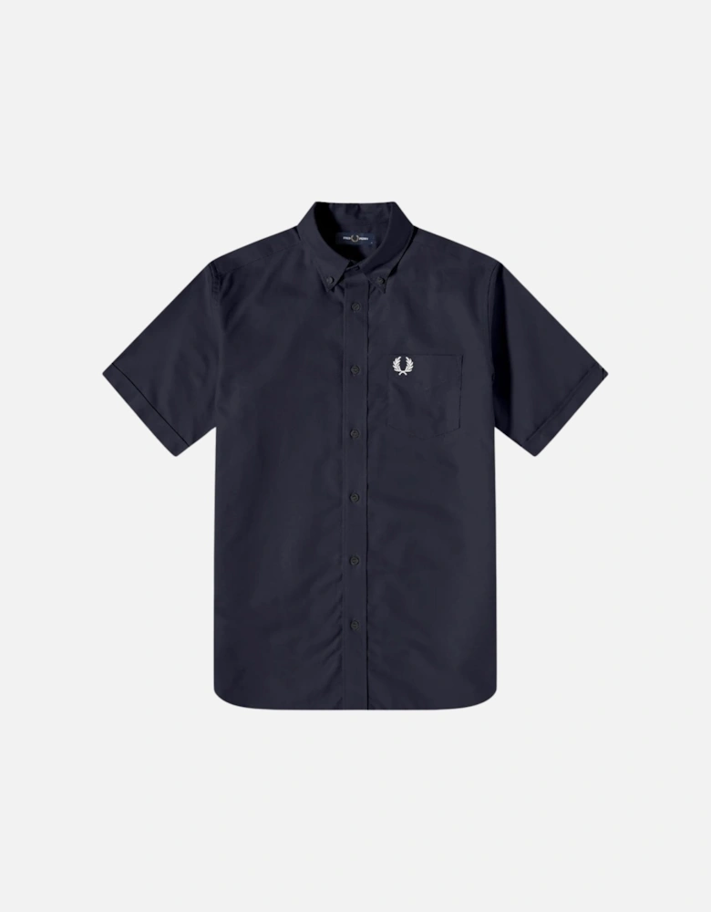 Plain Navy Blue Short Sleeve Oxford Shirt