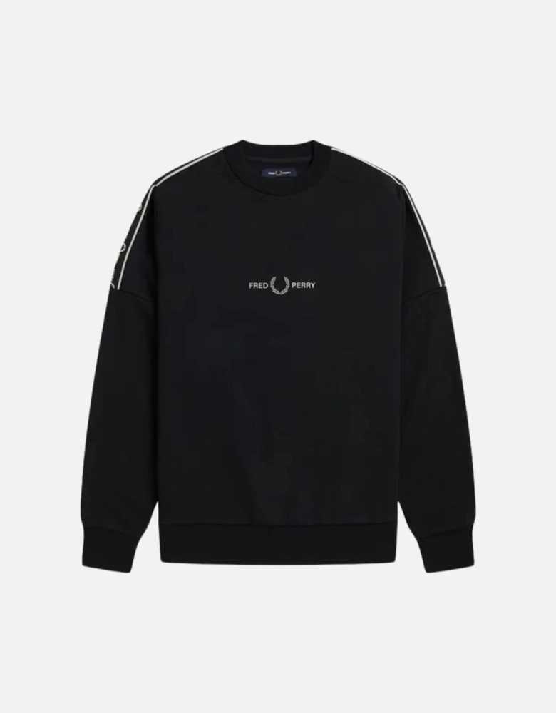 Taped Sleeve Black Sweatshirt