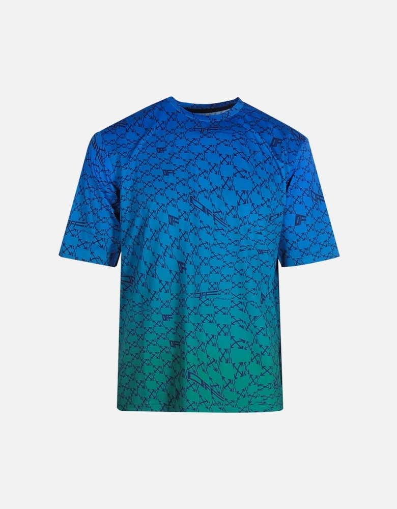 All-Over Peacock Blue Sports T-Shirt