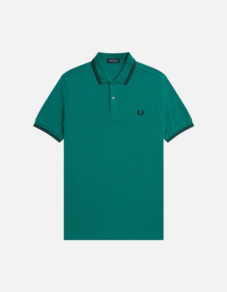 Black Twin Tipped Collar Mint Green Polo Shirt