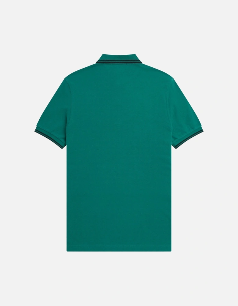 Black Twin Tipped Collar Mint Green Polo Shirt