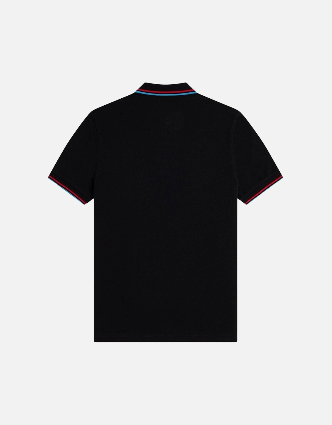 Red and Blue Twin Tipped Collar Black Polo Shirt