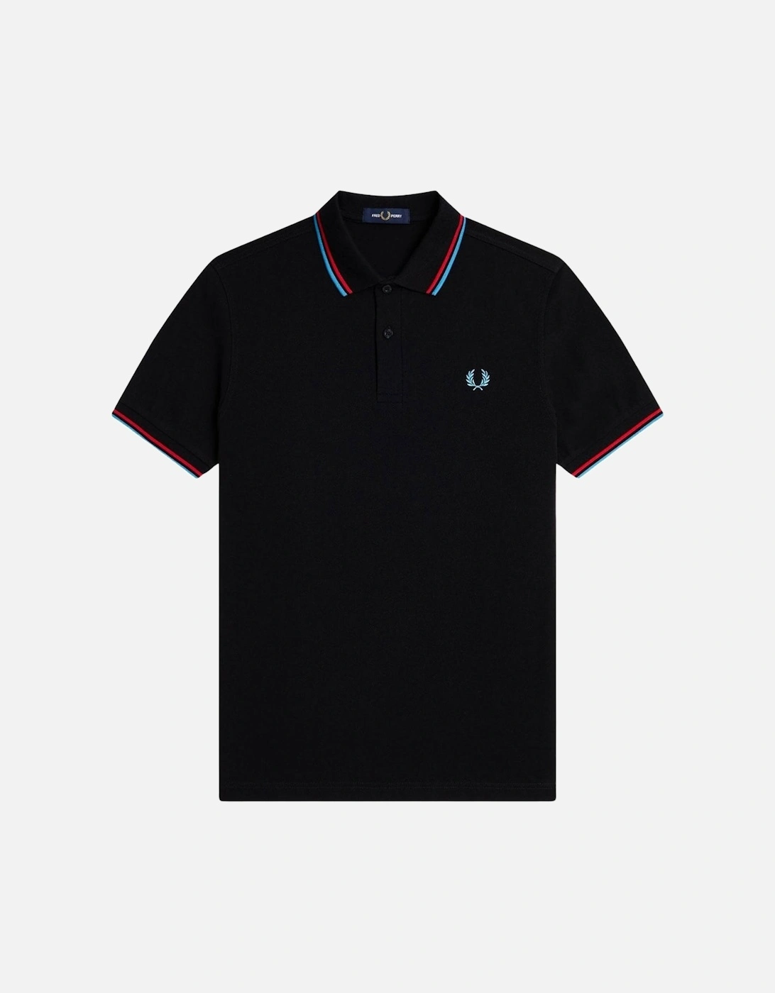 Red and Blue Twin Tipped Collar Black Polo Shirt, 3 of 2