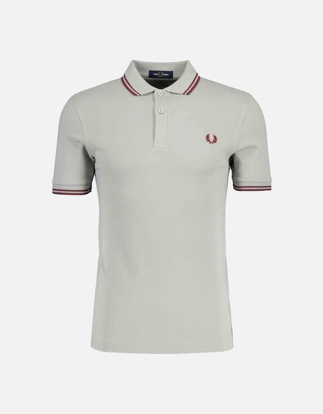 Burgundy Twin Tipped Collar Grey Polo Shirt, 3 of 2