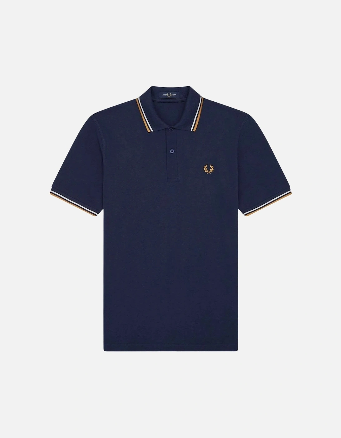 White and Gold Twin Tipped Dark Blue Polo Shirt, 2 of 1