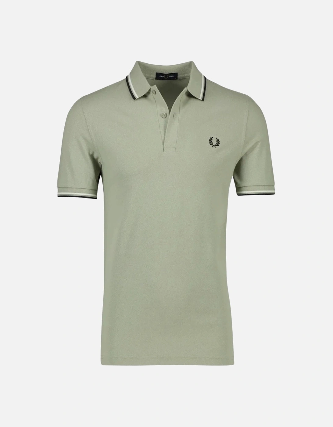 Black Twin Tipped Collar Light Green Polo Shirt, 3 of 2