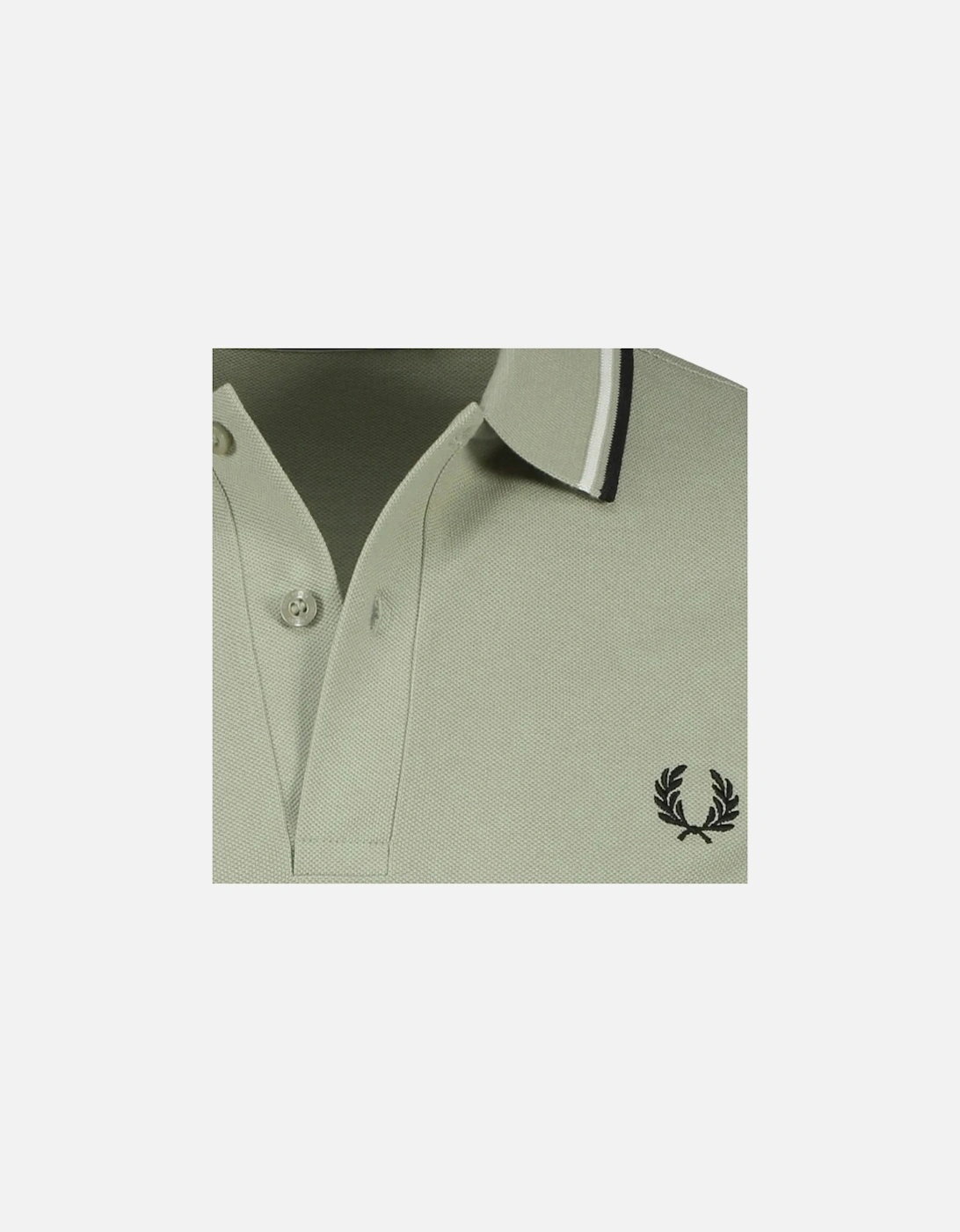 Black Twin Tipped Collar Light Green Polo Shirt