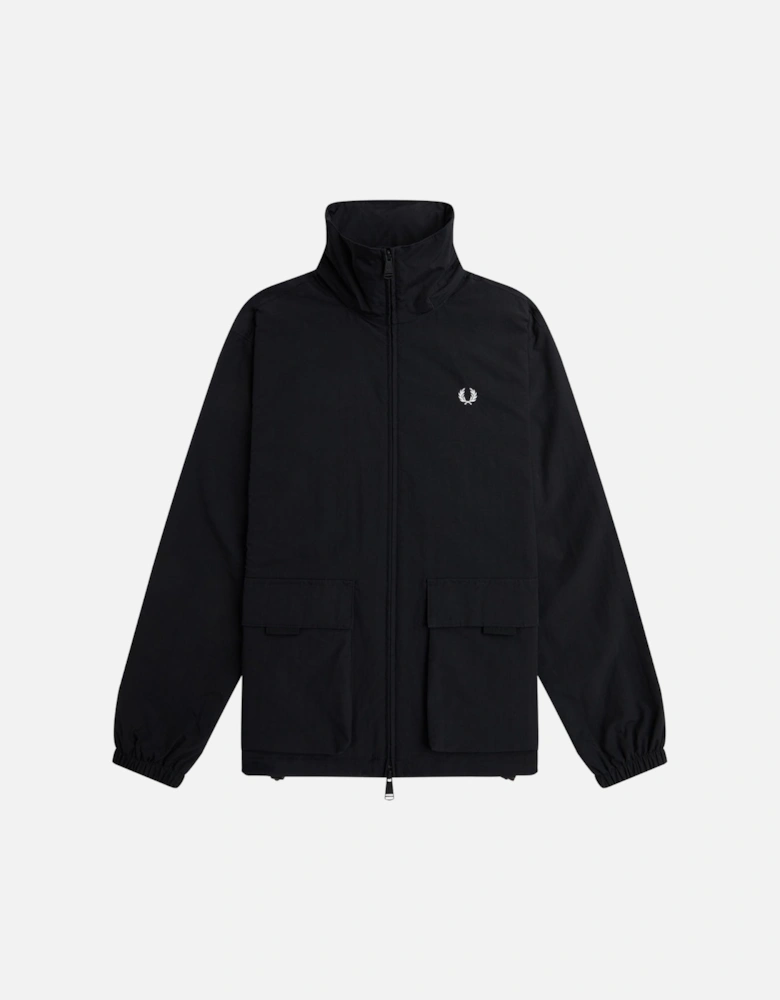 Patch Pocket Zip Closure Black Jacket