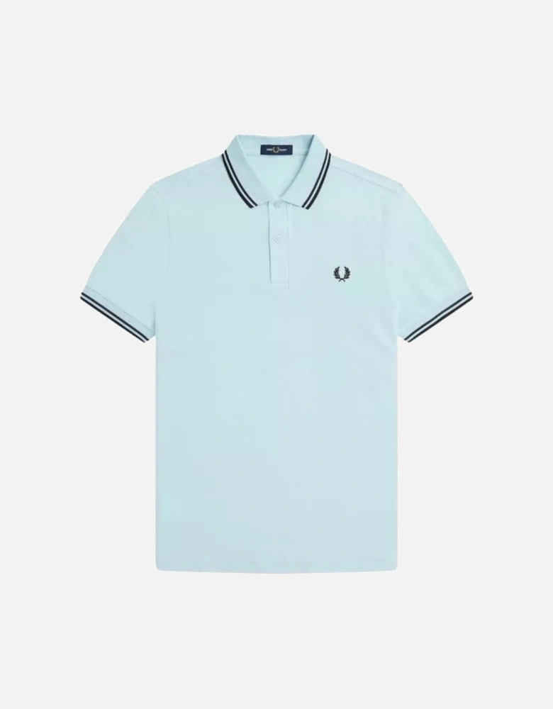 Black Tipped Collar Light Blue Polo Shirt