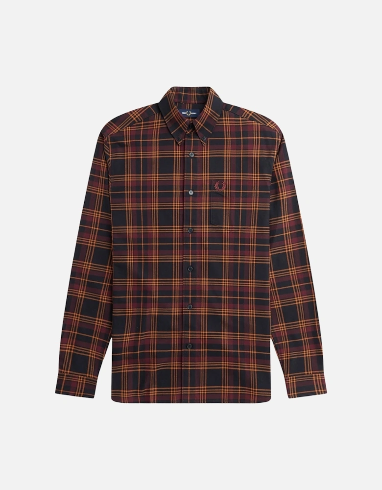 Long Sleeve Burgundy Red Brushed Twill Tartan Shirt