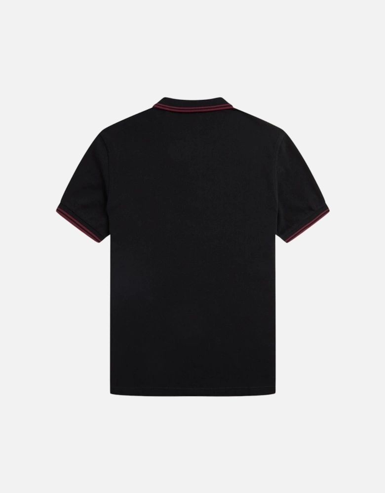 Red Twin Tipped Collar Black Polo Shirt