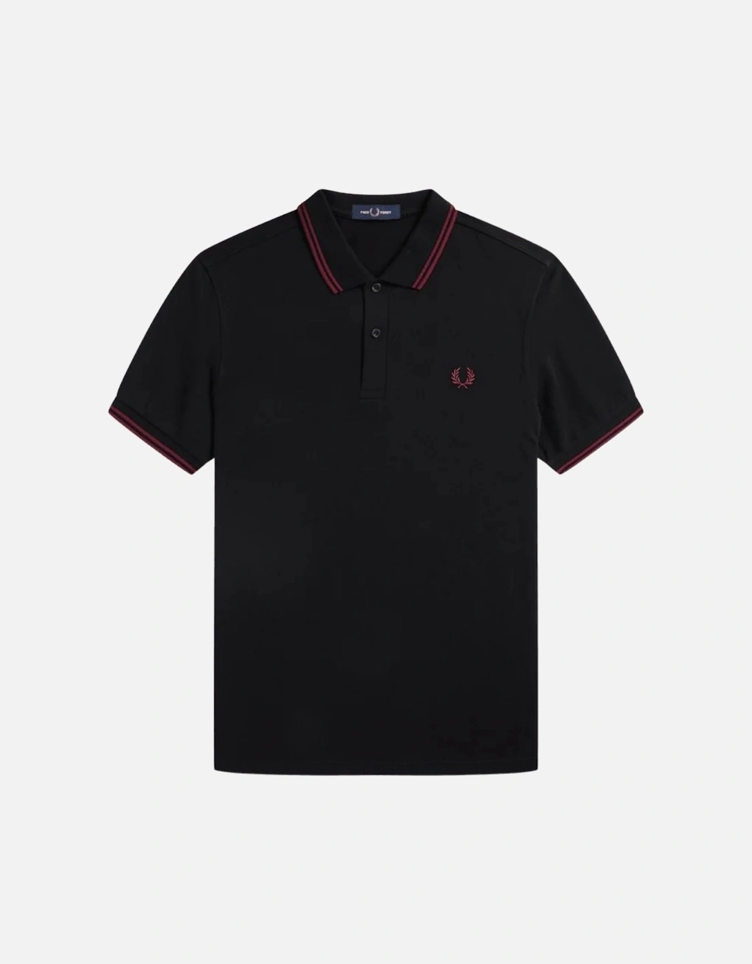 Red Twin Tipped Collar Black Polo Shirt, 3 of 2