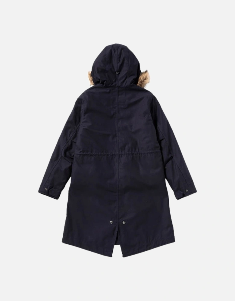 Hooded Zip-In Liner Parka 2 In 1 Navy Blue Jacket