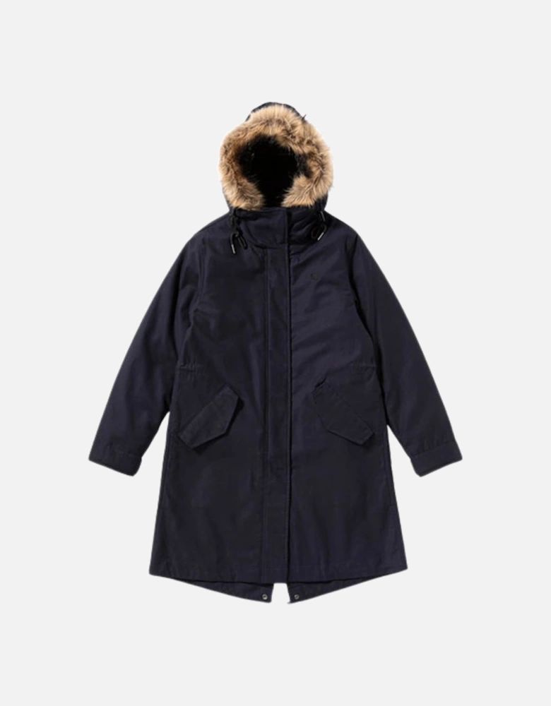 Hooded Zip-In Liner Parka 2 In 1 Navy Blue Jacket