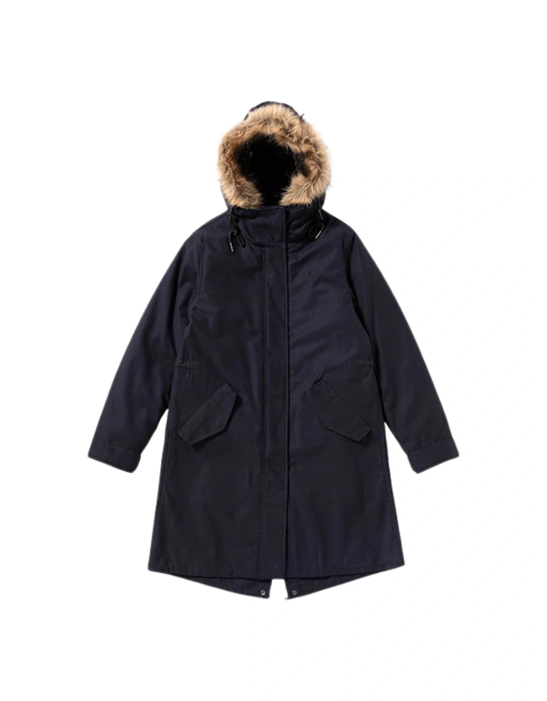 Women's Fred Perry Hooded Zip-In Liner Parka 2 In 1 Navy Blue Jacket - Size: 12