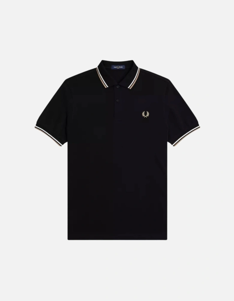 Brown Twin Tipped Collar Black Polo Shirt