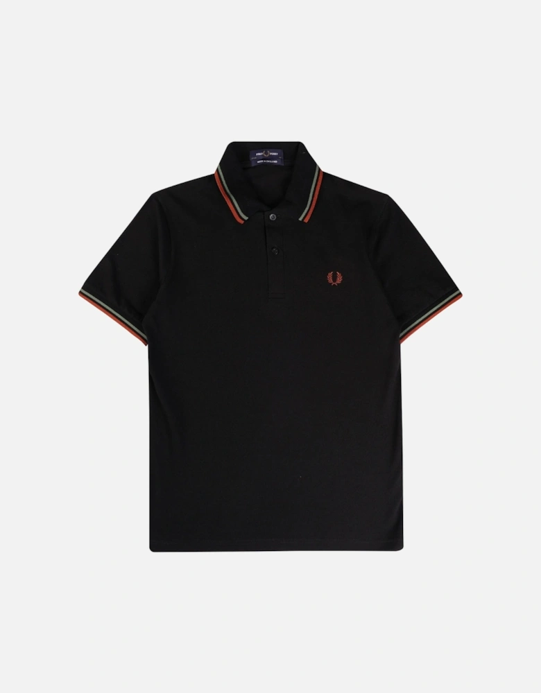 Green and Brown Twin Tipped Black Polo Shirt