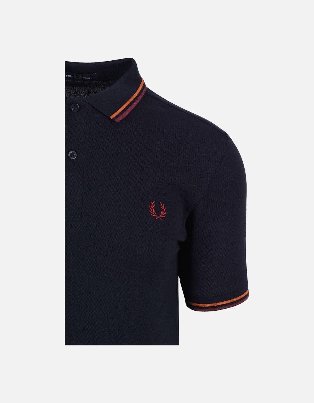 Oxblood Twin Tipped Collar Dark Navy Blue Polo Shirt