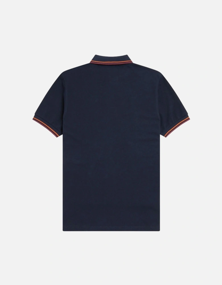 Oxblood Twin Tipped Collar Dark Navy Blue Polo Shirt