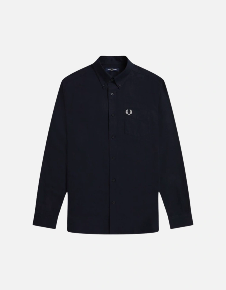 Plain Navy Blue Long Sleeve Oxford Shirt