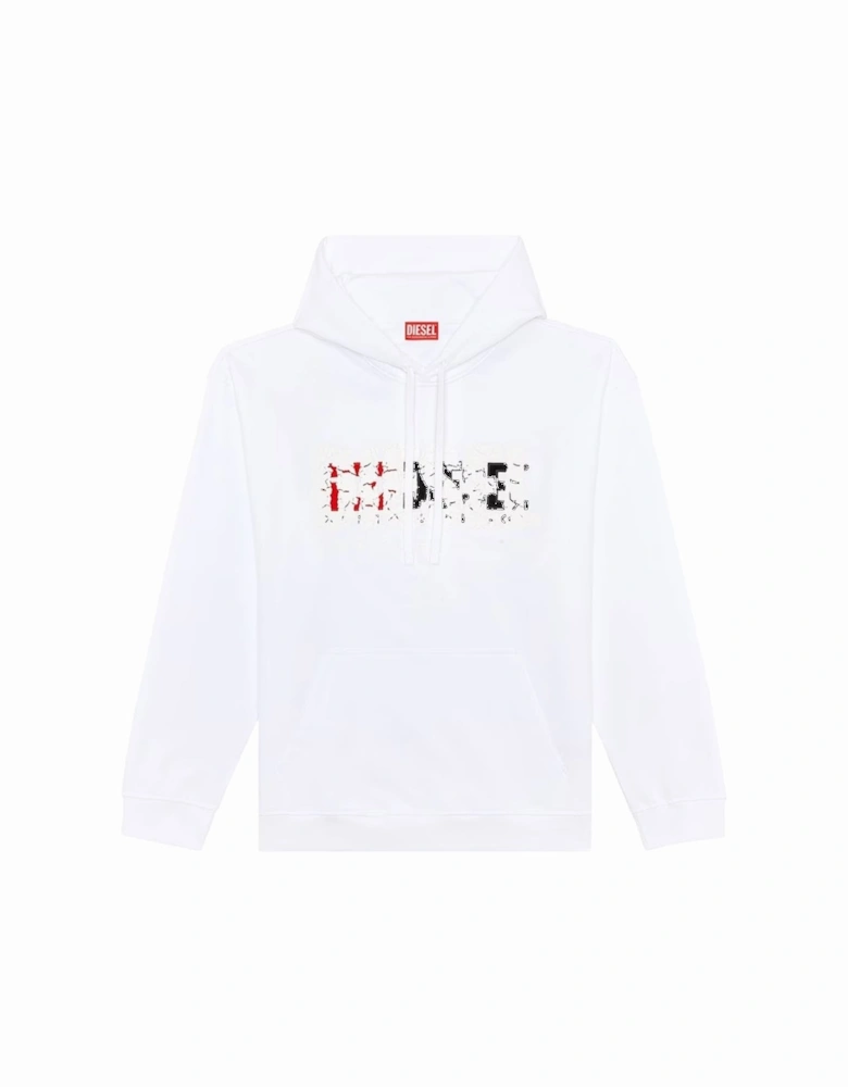 Double Destroyed Logo White Hoodie