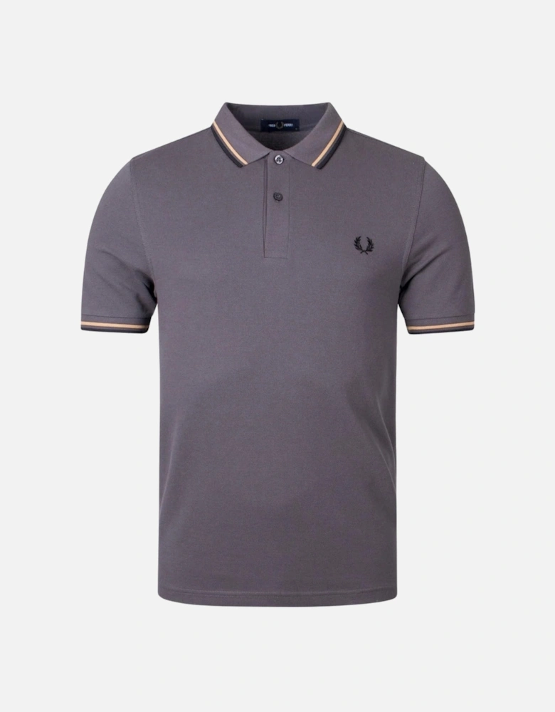 Yellow Twin Tipped Collar Grey Polo Shirt