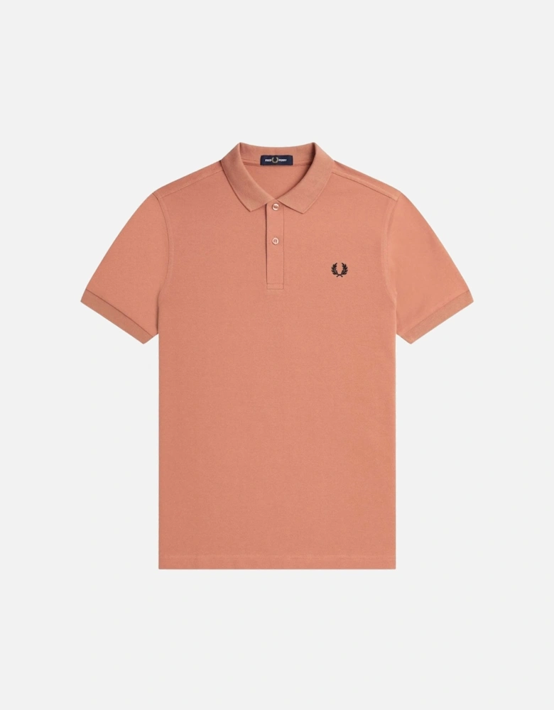 Black Twin Tipped Collar Rust Pink Polo Shirt