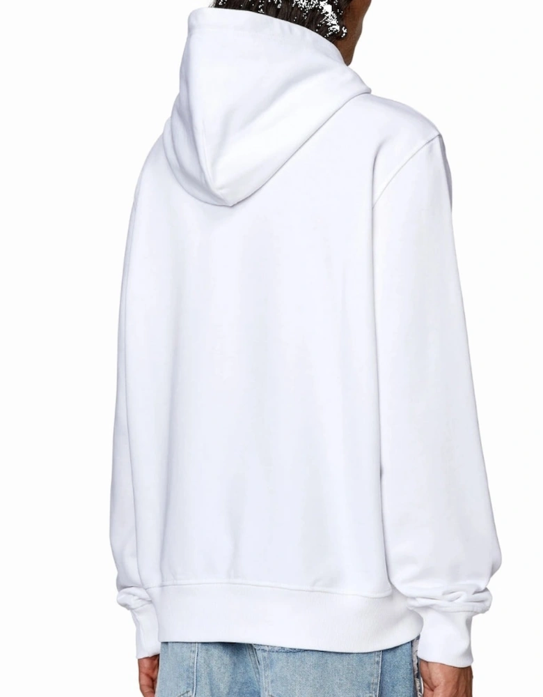 Torn Logo White Hoodie