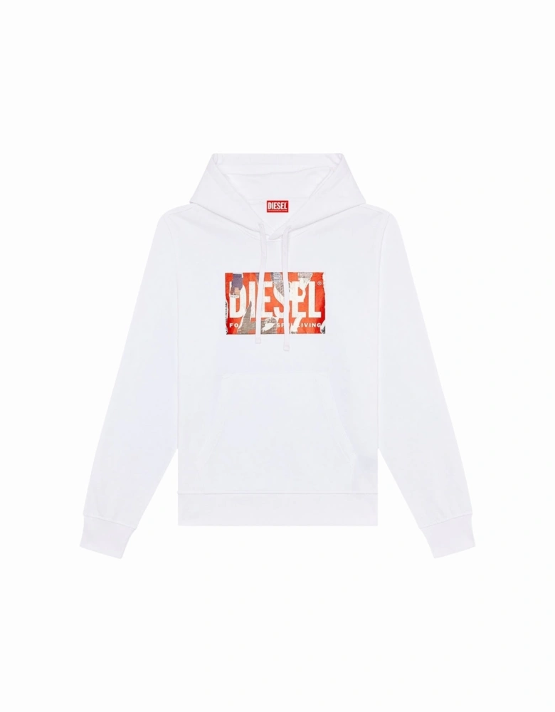 Torn Logo White Hoodie