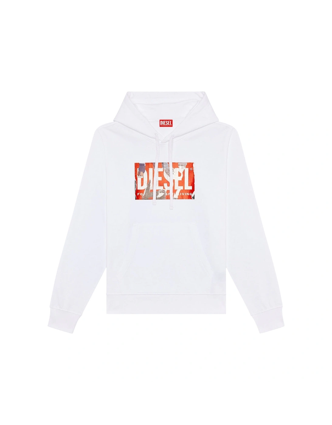 Men's Diesel Torn Logo White Hoodie - Size: 38