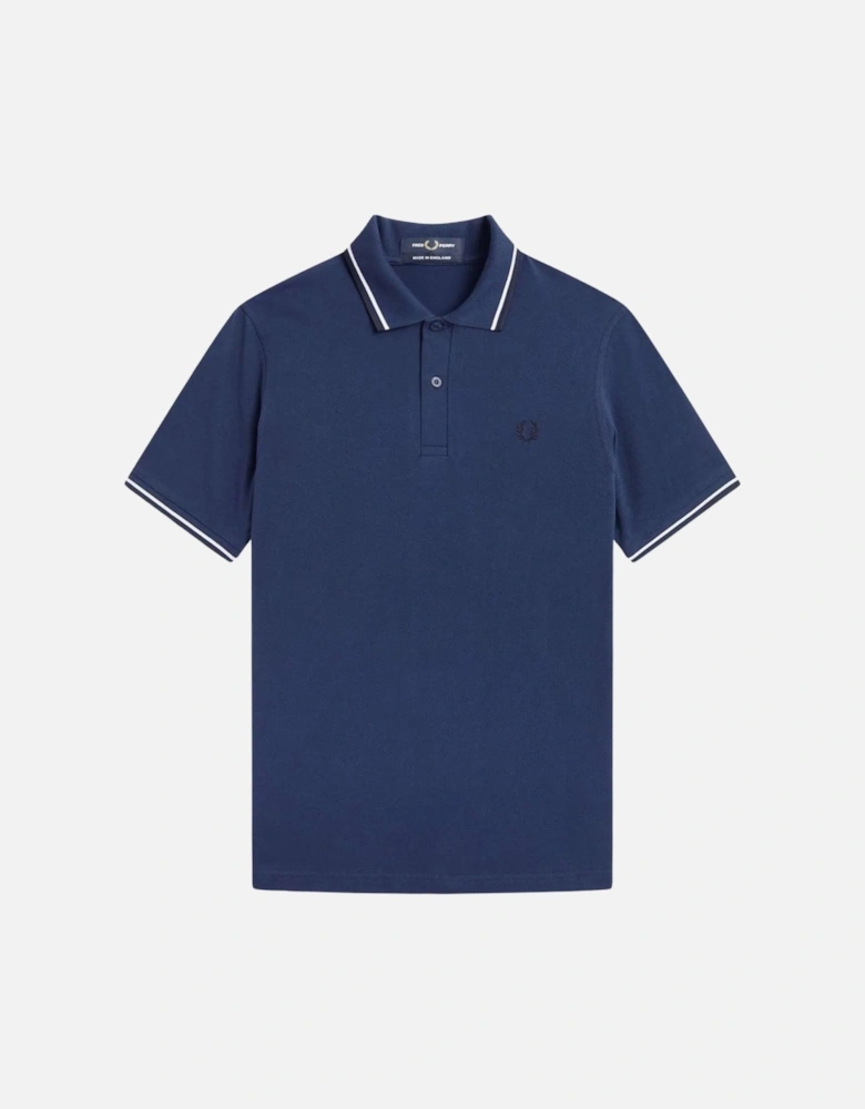 White and Black Twin Tipped Navy Blue Polo Shirt