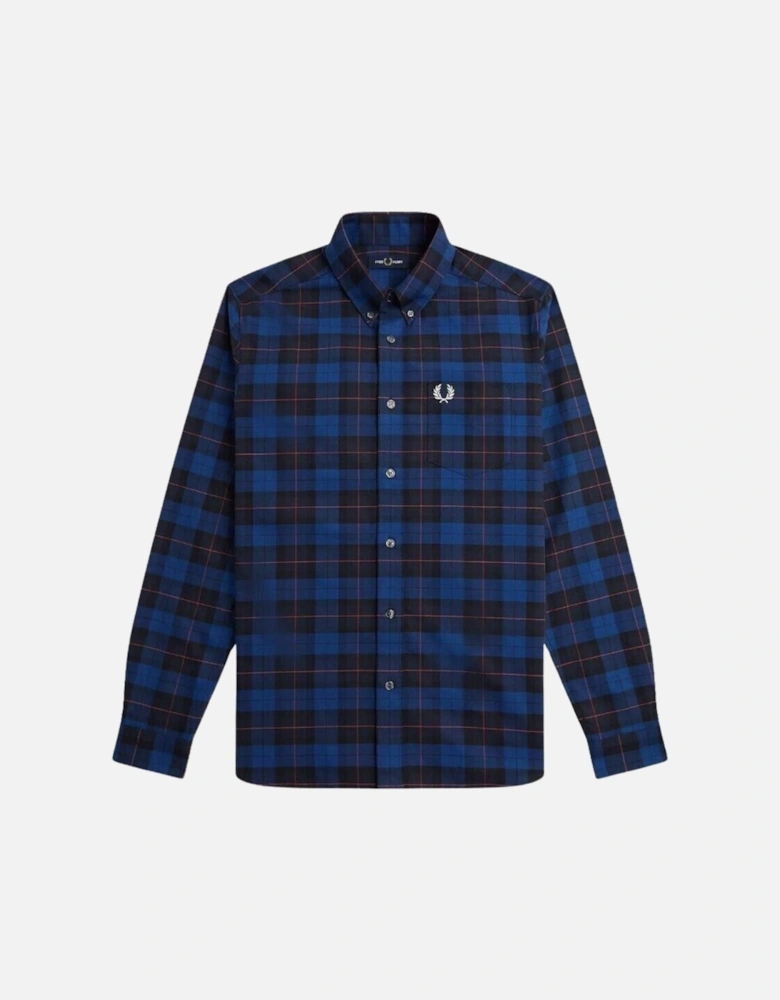 Long Sleeve Navy Blue Tartan Shirt