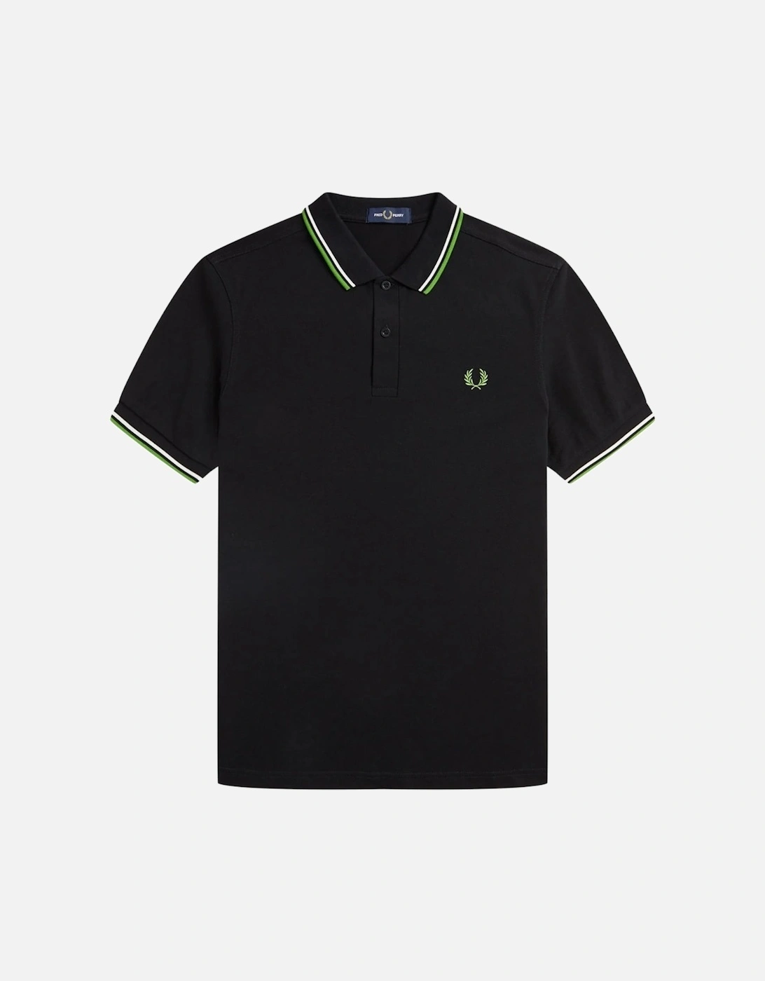 Green and White Twin Tipped Collar Black Polo Shirt, 3 of 2