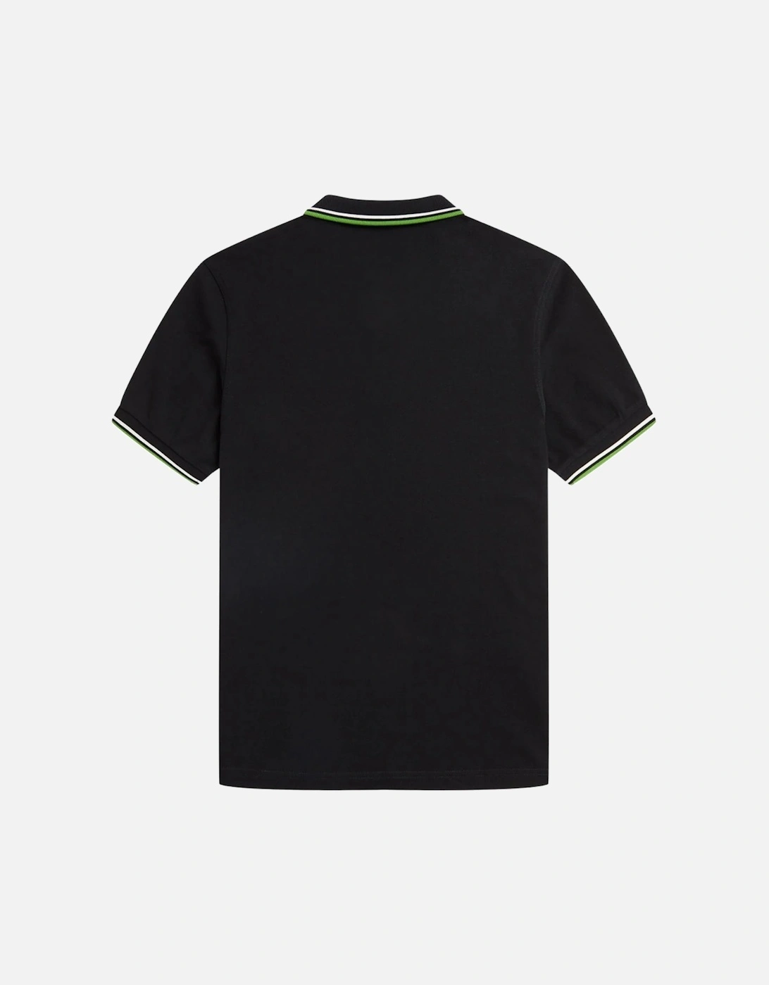 Green and White Twin Tipped Collar Black Polo Shirt