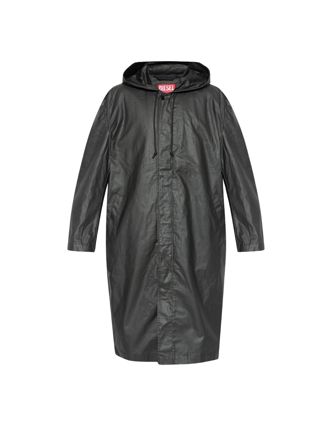 Men's Diesel Long Black Rain Coat - Size: 38/Regular