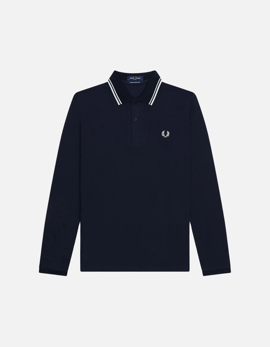 White Twin Tipped Collar Navy Blue Long Sleeve Polo Shirt, 3 of 2