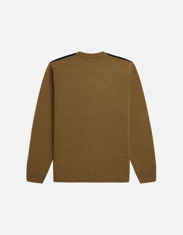 Textured Panel Shaded Stone Brown Sweater