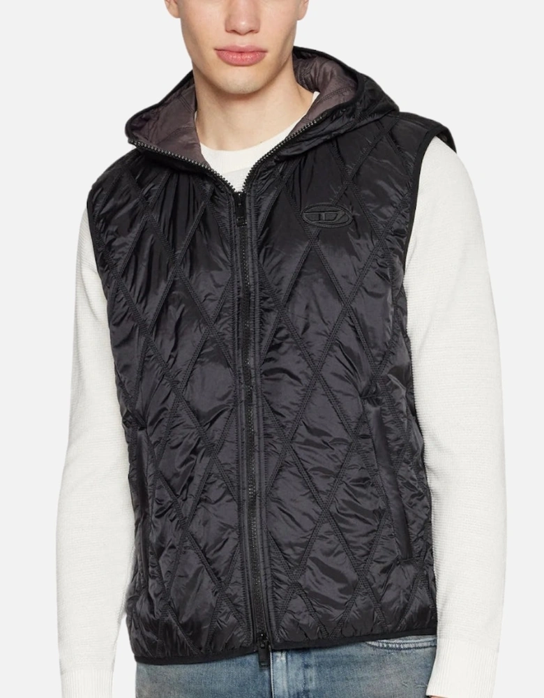 Brand Logo Black Quilted Gilet Jacket