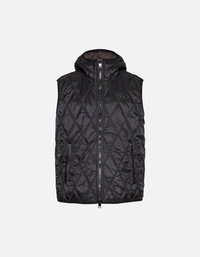 Brand Logo Black Quilted Gilet Jacket