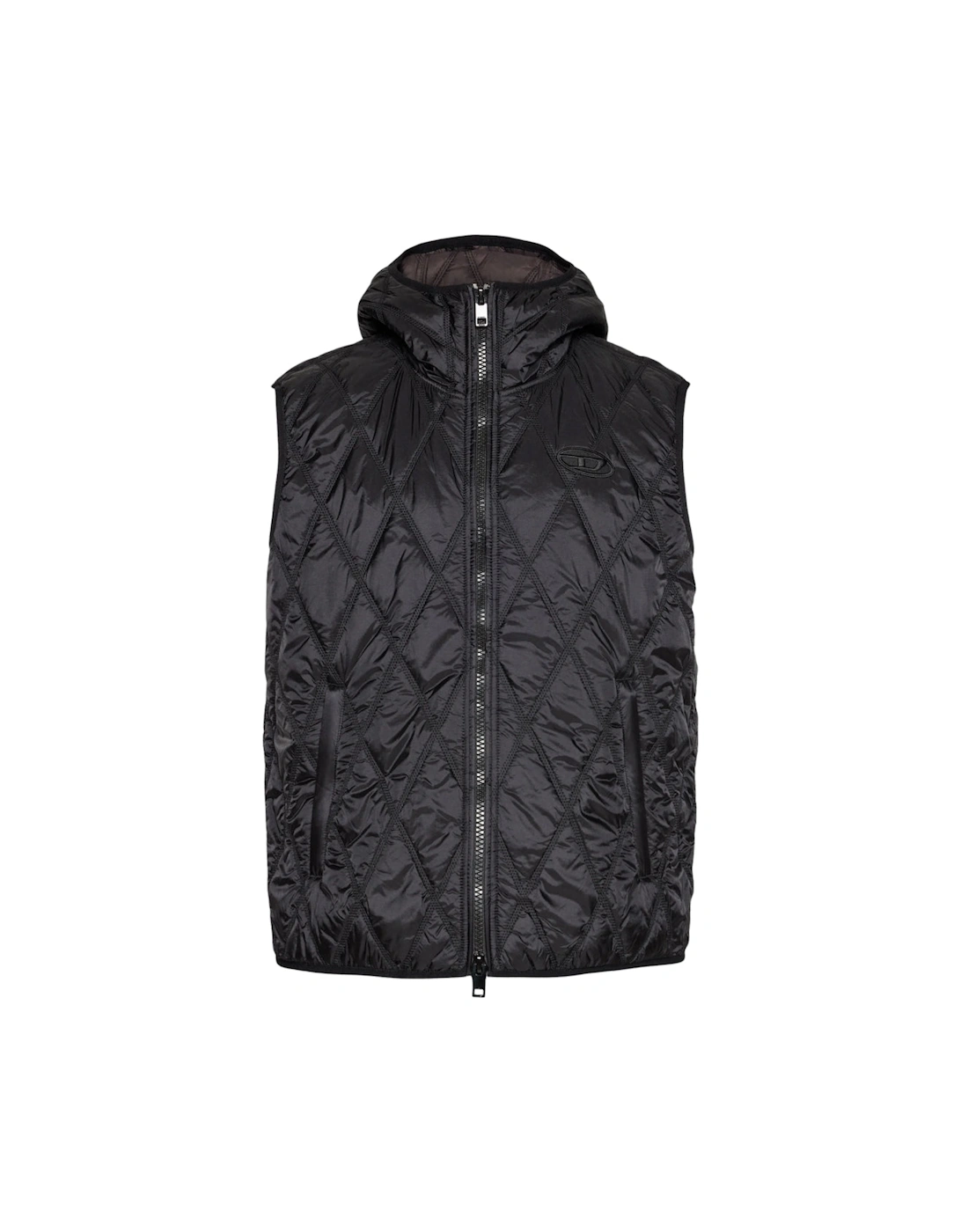 Men's Diesel Brand Logo Black Quilted Gilet Jacket - Size: 38/Regular