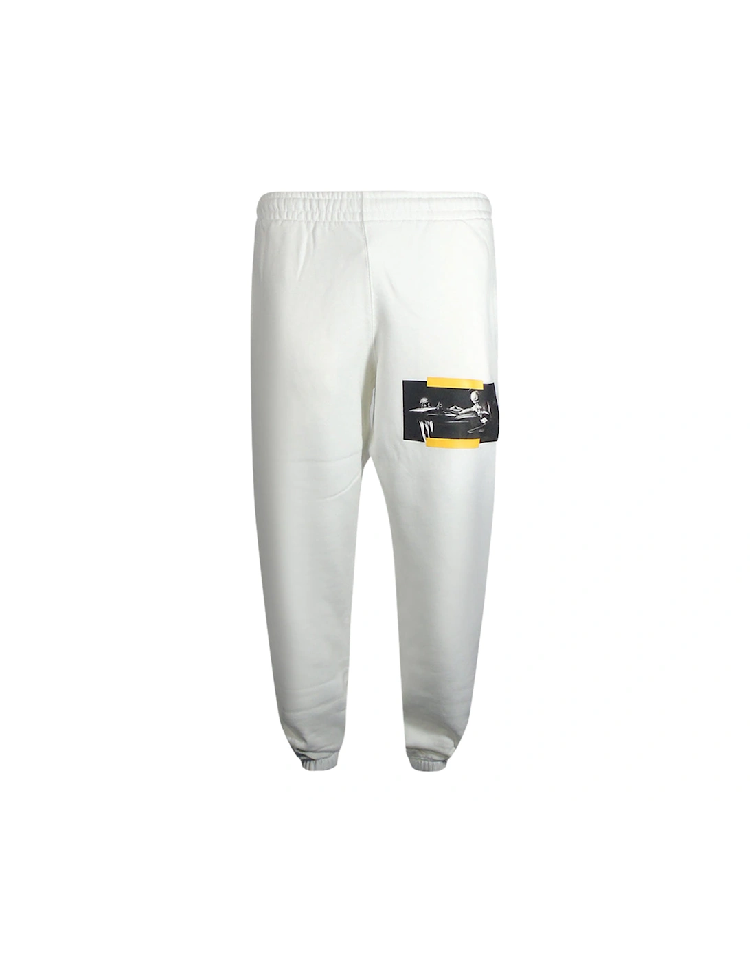 Men's Off-White Caravaggio Painting Shorten Logo White Sweatpants - Size: 32/30/31