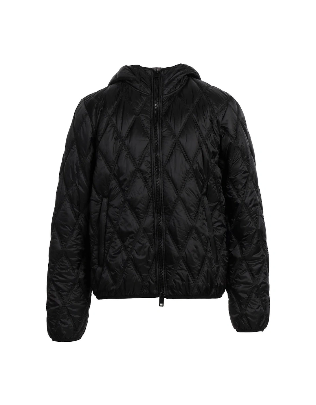 Men's Diesel Quilted Black Hooded Coat - Size: 42/Regular