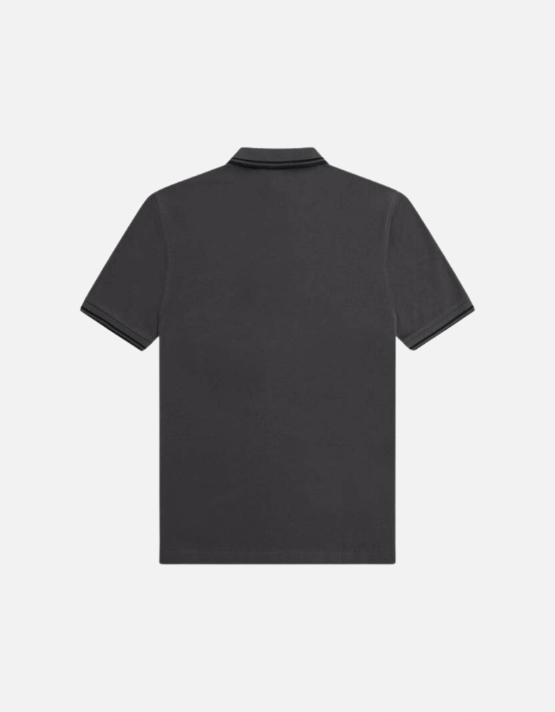 Black Twin Tipped Collar Grey Polo Shirt