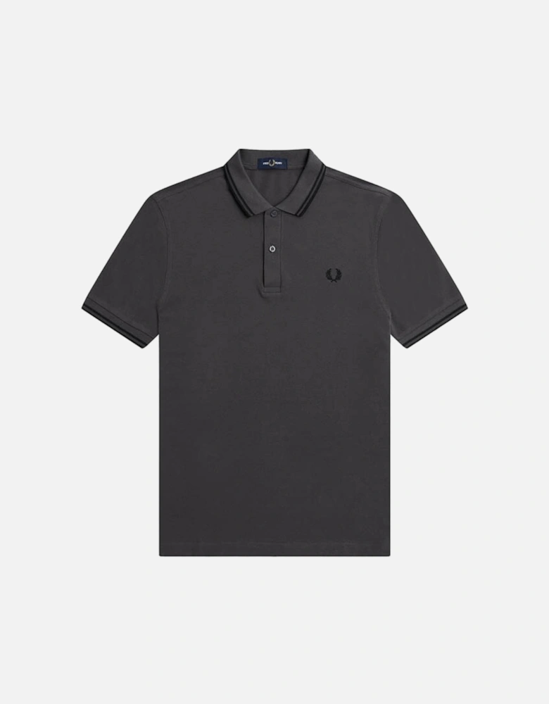 Black Twin Tipped Collar Grey Polo Shirt