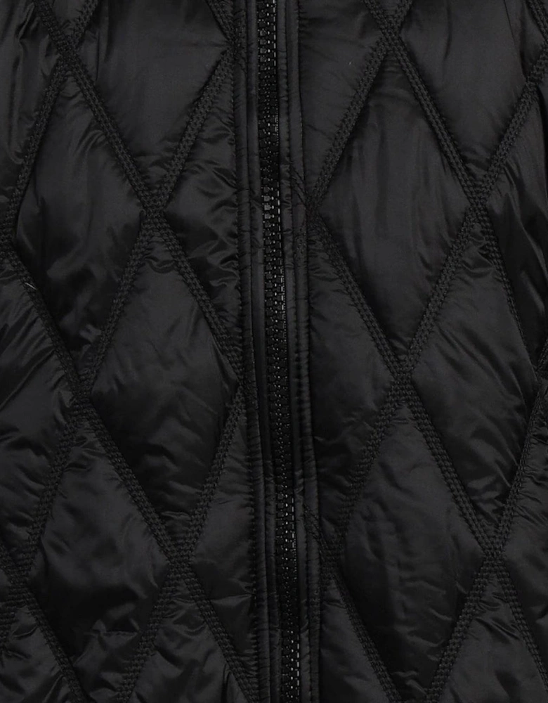 Quilted Black Hooded Coat