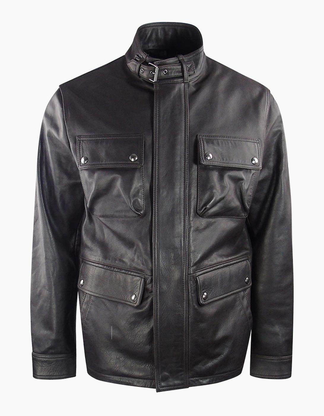 Men's Belstaff Dark Brown Grant Leather Jacket - Black - Size: 40/Regular